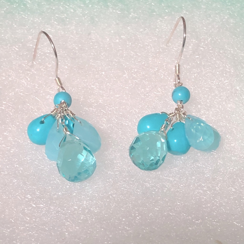 Handmade Turquoise And Blue Topaz Drop Earrings 25$